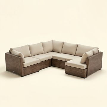 Ansel Outdoor 5 Piece Sectional Seating Group With Cushion (synthetic illustration; no displayed measurements)