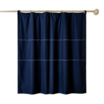 Stone Edge Shower Curtain Hanging Flat From A Plain Rod - Navy