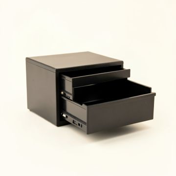 Wren Crest Small-Parts Storage Drawer Cabinet - Black (synthetic illustration; no displayed measurements)