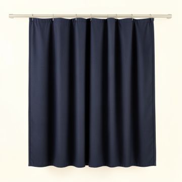 Meadow Crest Shower Curtain Hanging Flat From A Plain Rod - Navy (synthetic illustration; no displayed measurements)