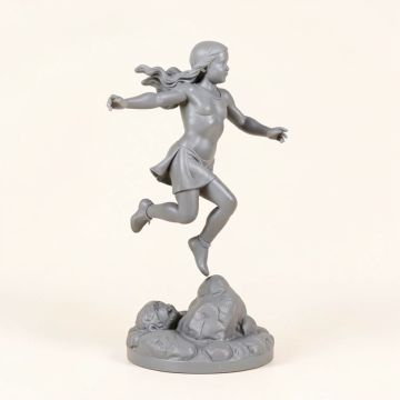 Alpine Girl Jumping Over Boy Outdoor Statue (synthetic illustration; no displayed measurements)