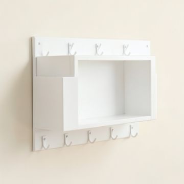 Ash Bend Wall-Mounted Entryway Organizer Shelf - White (synthetic illustration; no displayed measurements)