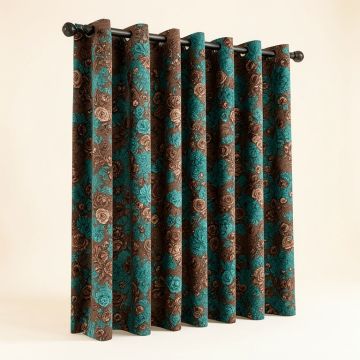 Merivan Jacquard Woven Floral Room Darkening Grommet Curtains Panels (synthetic illustration; no displayed measurements)