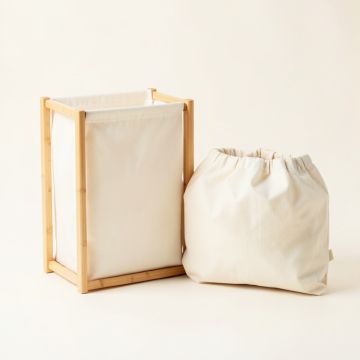 Juniper Brook Laundry Sorting Station With Plain Removable Bags - Ivory (synthetic illustration; no displayed measurements)