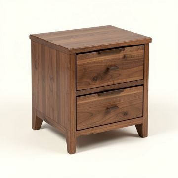 2 - Drawer Solid Wood Nightstand In Walnut (synthetic illustration; no displayed measurements)