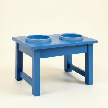 Willow Bridge Pet Feeding Stand With Two Plain Empty Bowls - Blue (synthetic illustration; no displayed measurements)