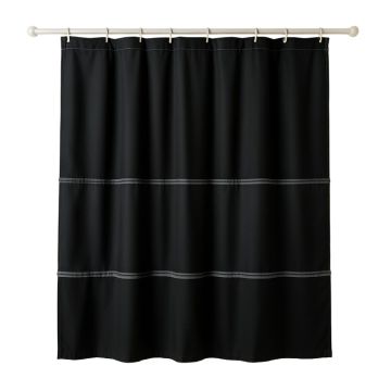 Moss Brook Shower Curtain Hanging Flat From A Plain Rod - Black