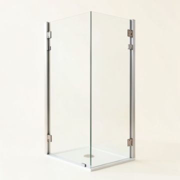 Kinkade Xl 29.25 '' W X 80 '' H Hinged Frameless Shower Door (synthetic illustration; no displayed measurements)