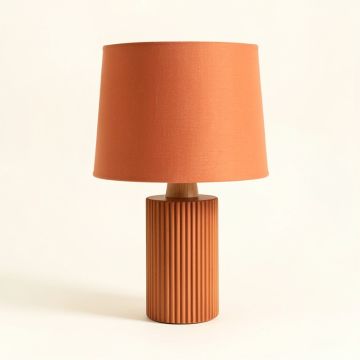 Birch Bridge Table Lamp With A Plain Fabric Shade - Terracotta (synthetic illustration; no displayed measurements)