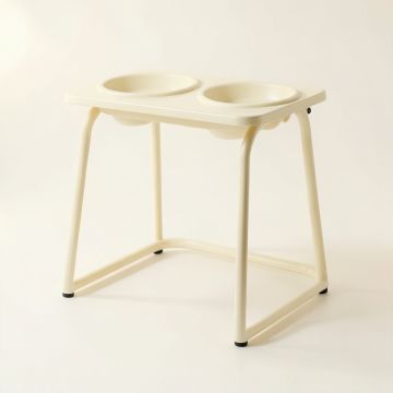 Alder Edge Pet Feeding Stand With Two Plain Empty Bowls - Cream (synthetic illustration; no displayed measurements)