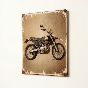 Personalized Distressed Vintage-Look Dirt Bike Graphic Art Print On Metal (synthetic illustration; no displayed measurements)