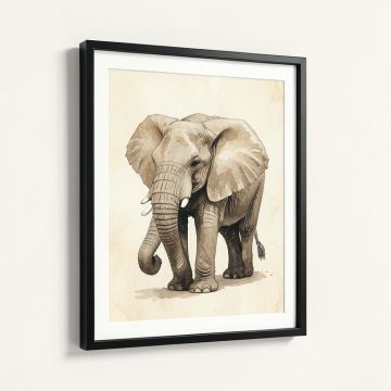 Watercolor Elephant Framed Painting Print (synthetic illustration; no displayed measurements)