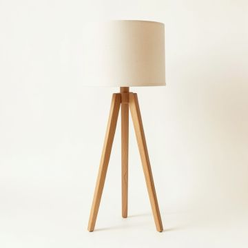 Heath Bluff Floor Lamp With A Plain Fabric Shade - Beige (synthetic illustration; no displayed measurements)