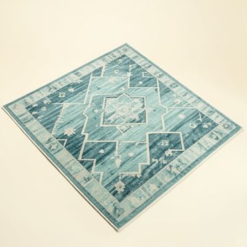 Hajek Geometric Blue/Aqua Indoor / Outdoor Area Rug (synthetic illustration; no displayed measurements)