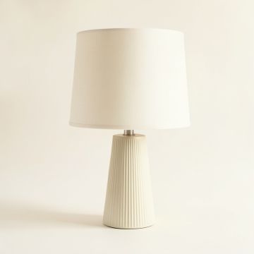 Bay Dell Table Lamp With A Plain Fabric Shade - Ivory (synthetic illustration; no displayed measurements)