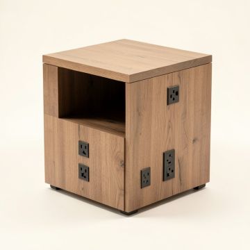 End Table With Storage And Built-In Outlets (synthetic illustration; no displayed measurements)