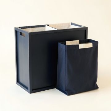 Shore Arc Laundry Sorting Station With Plain Removable Bags - Navy (synthetic illustration; no displayed measurements)
