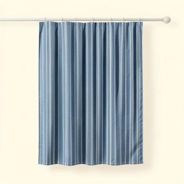 Heath Bluff Shower Curtain Hanging Flat From A Plain Rod - Blue (synthetic illustration; no displayed measurements)