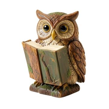 Woodland Bookworm Solar Owl Reading Book Statue
