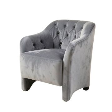 Ammaria Tufted Velvet Upholstered Side Chair In Gray