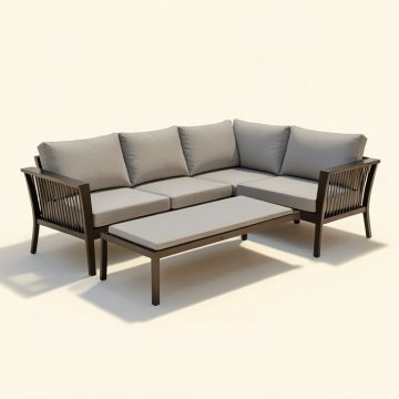 Outdoor 4 Piece Aluminum Sofa Conversation Set , Patio Furniture Seating Group With Cushions (synthetic illustration; no displayed measurements)