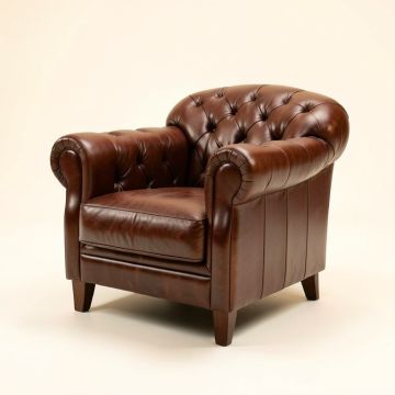 Dinesha 34.62 '' Wide Tufted Top Grain Leather Armchair (synthetic illustration; no displayed measurements)