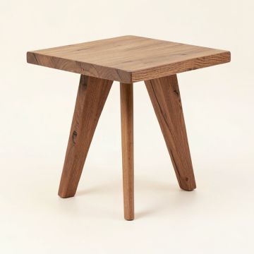 Atomic Teak End Table (synthetic illustration; no displayed measurements)