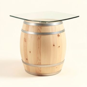 Zackary Live Edge And Glass Wine Barrel Table Bar (synthetic illustration; no displayed measurements)