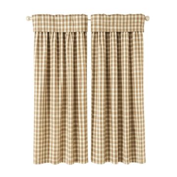 Toby Country Chic Gingham Plaid Semi-Sheer Rod Pocket Curtain Panels