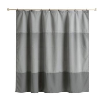 Shore Canyon Shower Curtain Hanging Flat From A Plain Rod - Gray