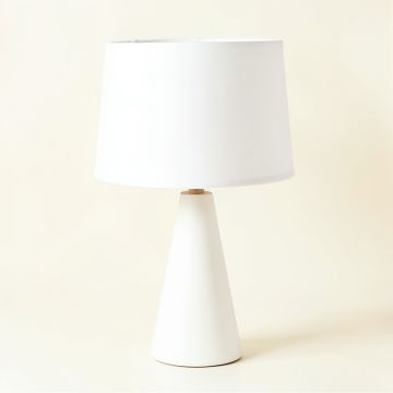 Pine Branch Table Lamp With A Plain Fabric Shade - White (synthetic illustration; no displayed measurements)