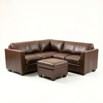 Menomonie 95 '' Wide Faux Leather Right Hand Facing Sleeper Sofa & Chaise With Ottoman (synthetic illustration; no displayed measurements)