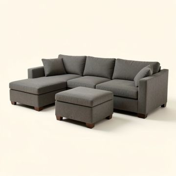 Dauby 84 '' Wide Right Hand Facing Modular Sofa & Chaise With Ottoman (synthetic illustration; no displayed measurements)