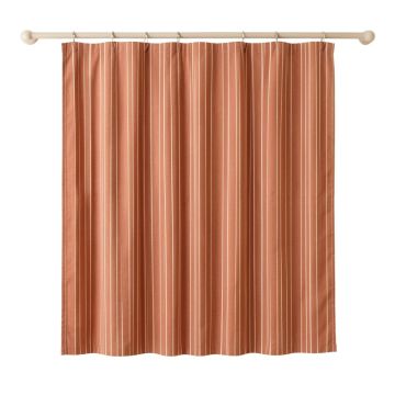 Maple Bend Shower Curtain Hanging Flat From A Plain Rod - Terracotta