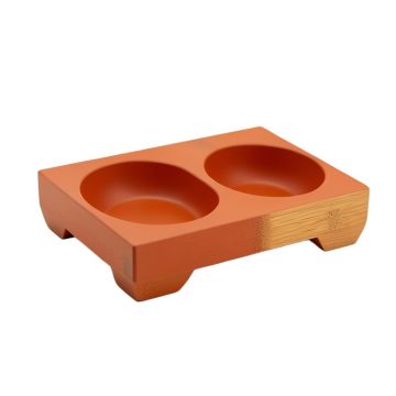 Meadow Falls Pet Feeding Stand With Two Plain Empty Bowls - Terracotta