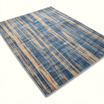 Tuscany Striped Denim Blue/Tan Indoor/Outdoor Area Rug (synthetic illustration; no displayed measurements)