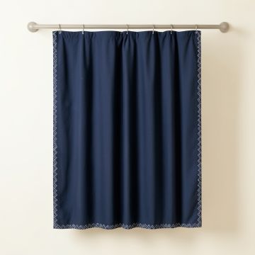 Reed Dell Shower Curtain Hanging Flat From A Plain Rod - Navy (synthetic illustration; no displayed measurements)