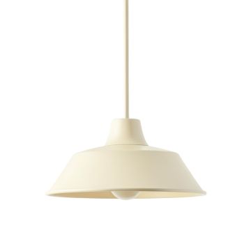 Reed Arc Pendant Light Suspended From One Plain Cable - Cream