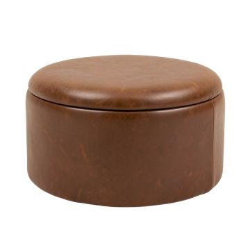 Salvatore 24 '' Wide Faux Leather Round Storage Ottoman