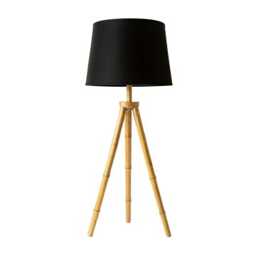 Olive Crest Floor Lamp With A Plain Fabric Shade - Black