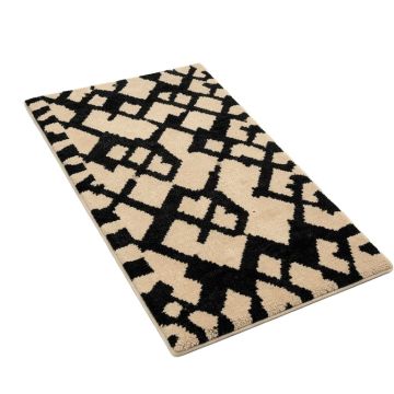 Casanova Geometric Tufted Wool Beige/Black Area Rug