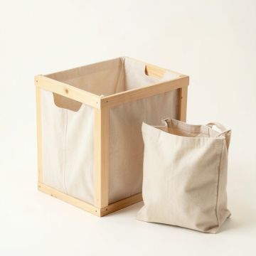 Meadow Crest Laundry Sorting Station With Plain Removable Bags - Beige (synthetic illustration; no displayed measurements)