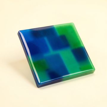 Squares 1 '' X 1 '' Glass Mosaic Tile In Glossy Blue/Green (synthetic illustration; no displayed measurements)