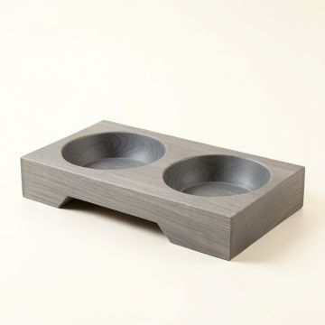 River Bridge Pet Feeding Stand With Two Plain Empty Bowls - Gray (synthetic illustration; no displayed measurements)