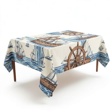 Ambesonne Nautical Tablecloth (synthetic illustration; no displayed measurements)