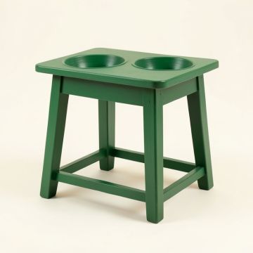 Dune Arc Pet Feeding Stand With Two Plain Empty Bowls (synthetic illustration; no displayed measurements)