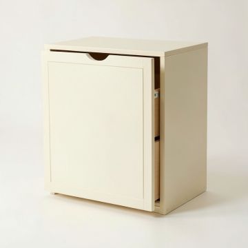 Clay Dell Freestanding Pull-Out Hamper Cabinet - Cream (synthetic illustration; no displayed measurements)
