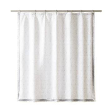 Rowan Bridge Shower Curtain Hanging Flat From A Plain Rod - White