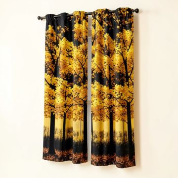 Dade Fall Decorations Lush Beech Fall Tree With Tall Bodies Wilderness Rural Countryside Design Graphic Print & Text Semi-Sheer Rod Pocket Curtain Panel (synthetic illustration; no displayed measurements)