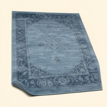 Rugsotic Carpets Hand-Knotted Silk Blue Area Rug (synthetic illustration; no displayed measurements)
